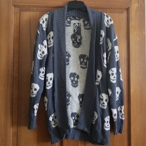 Gray sweater with white skeletons